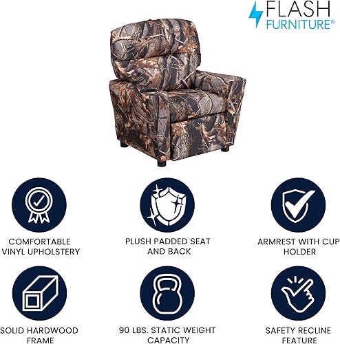 Miniatura 47 de Flash Furniture Chandler LeatherSoft - Silla reclinable para niños con portavasos y reclinable de seguridad, silla reclinable contemporánea para