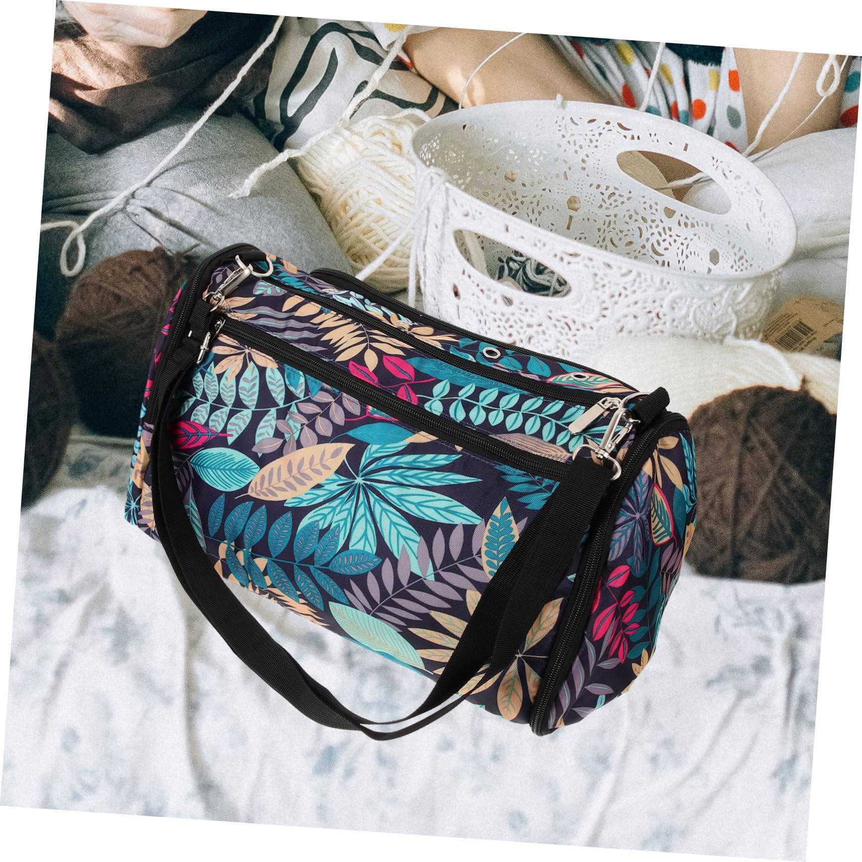 Bolsa de Almacenamiento para Ganchillos de Crochet Resistente de Oxford Organizador Portátil para Agujas de Tejer y Costura Práctico Estuche Multiusos para Manualidades y Labores
