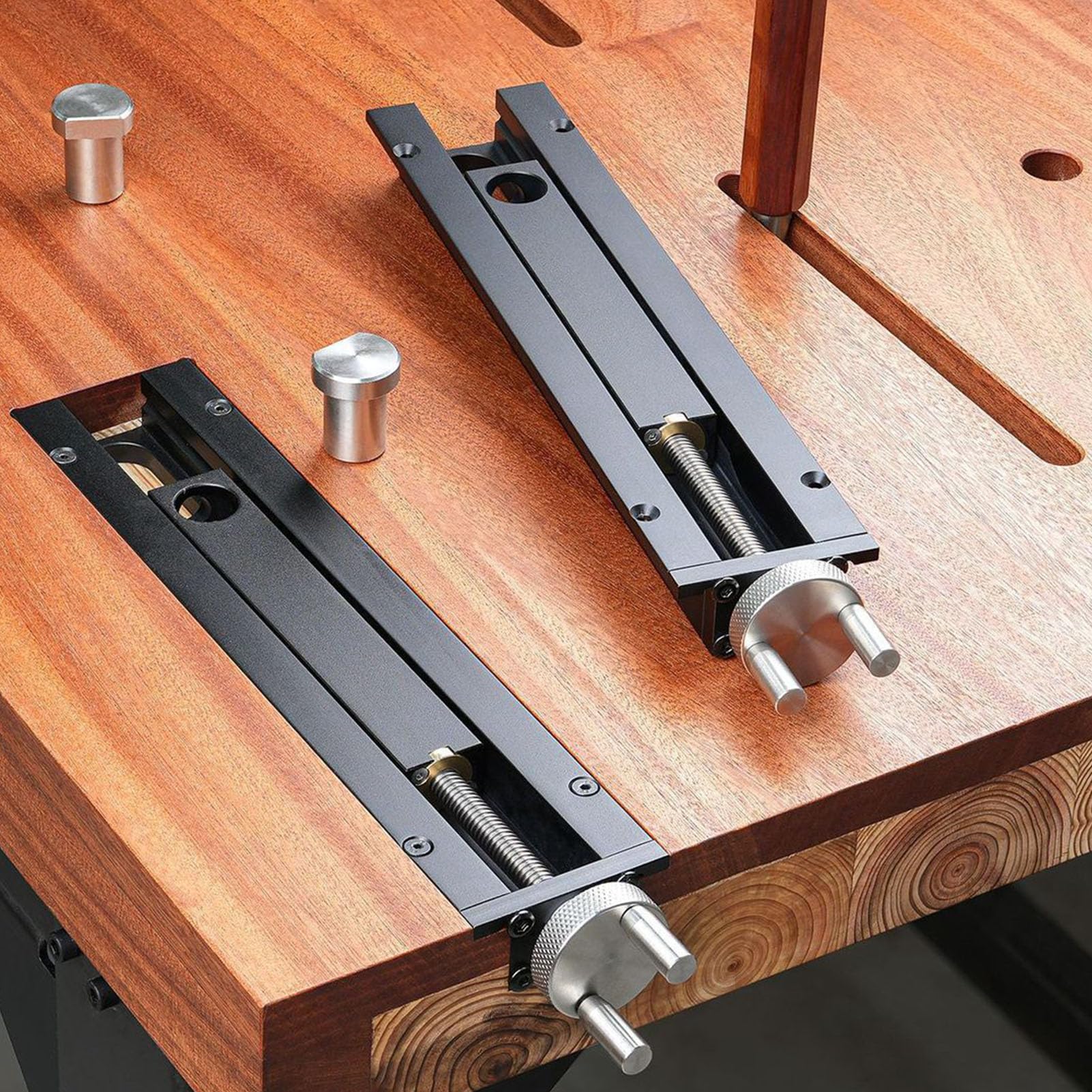 FTVOGUE Imadło Ogonowe do Obróbki Drewna, Skok od 0 do 110 Mm | 12,99 x 2,56 x 1,14 cala, stop aluminium, otwór 20 mm, szybka zmiana biegów, gładkie mocowanie pokrętłem ręcznym, warsztat