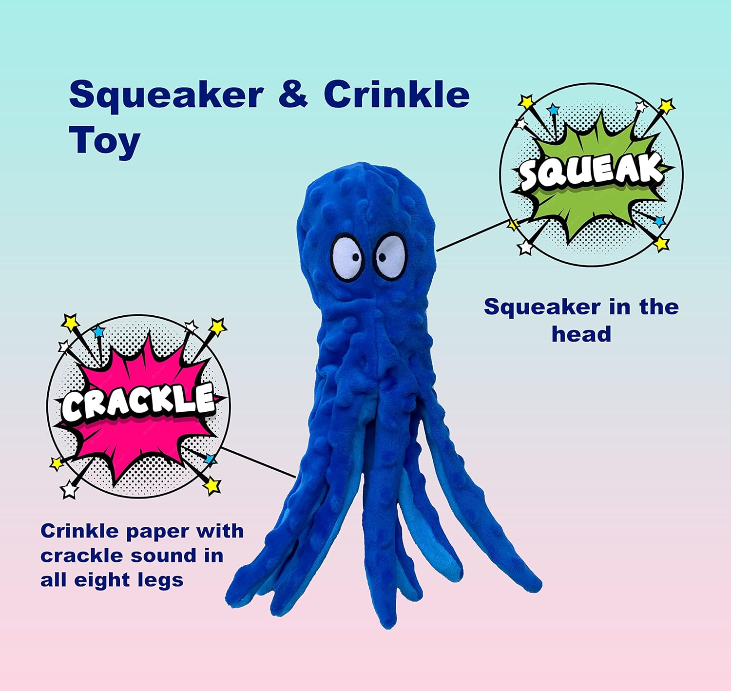 犬 きしむおもちゃ 2個パック 丈夫なフラシ天 クリンクルドッグトイ 小型、中型、大型犬用 2個パック