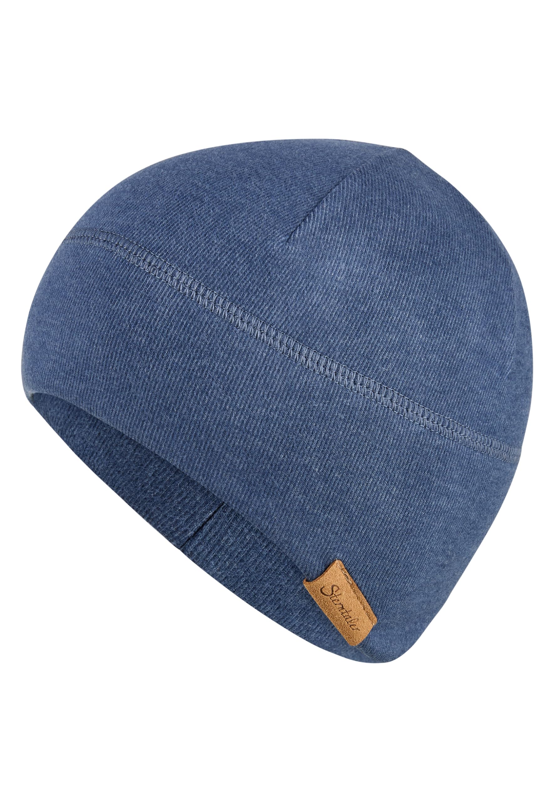 Sterntaler Mütze aus Viskose-Mischgewebe – einfarbig mit angeschnittenen Ohrenklappen, Unisex, körpertemperaturregulierendes Material, weich und pflegeleicht, Mütze für Baby und Kinder, blau, Größe 51