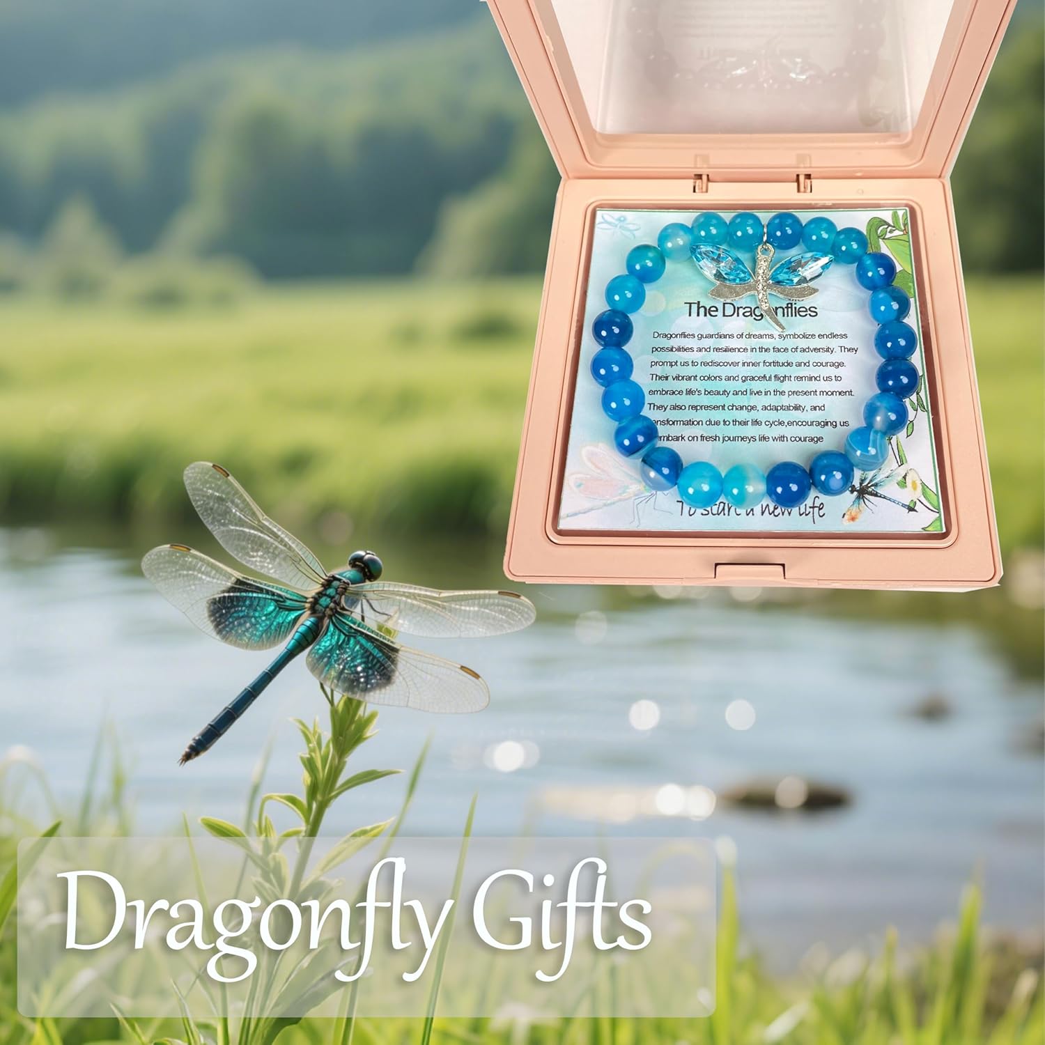 Dragonfly Bracelet for Women Dragonflies Lover Gifts Jewelry for Her Best Friend Sister Women, Blue - Image 3