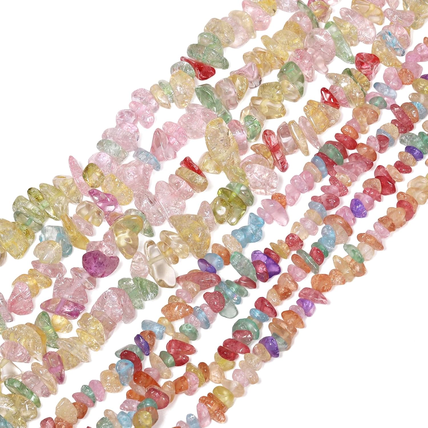 32in 4-6mm Crystal Chip Glass Beads for Jewelry Making About 330pcs, Irregular Drilled Colorful Beads for Bracelets, DIY Crafts