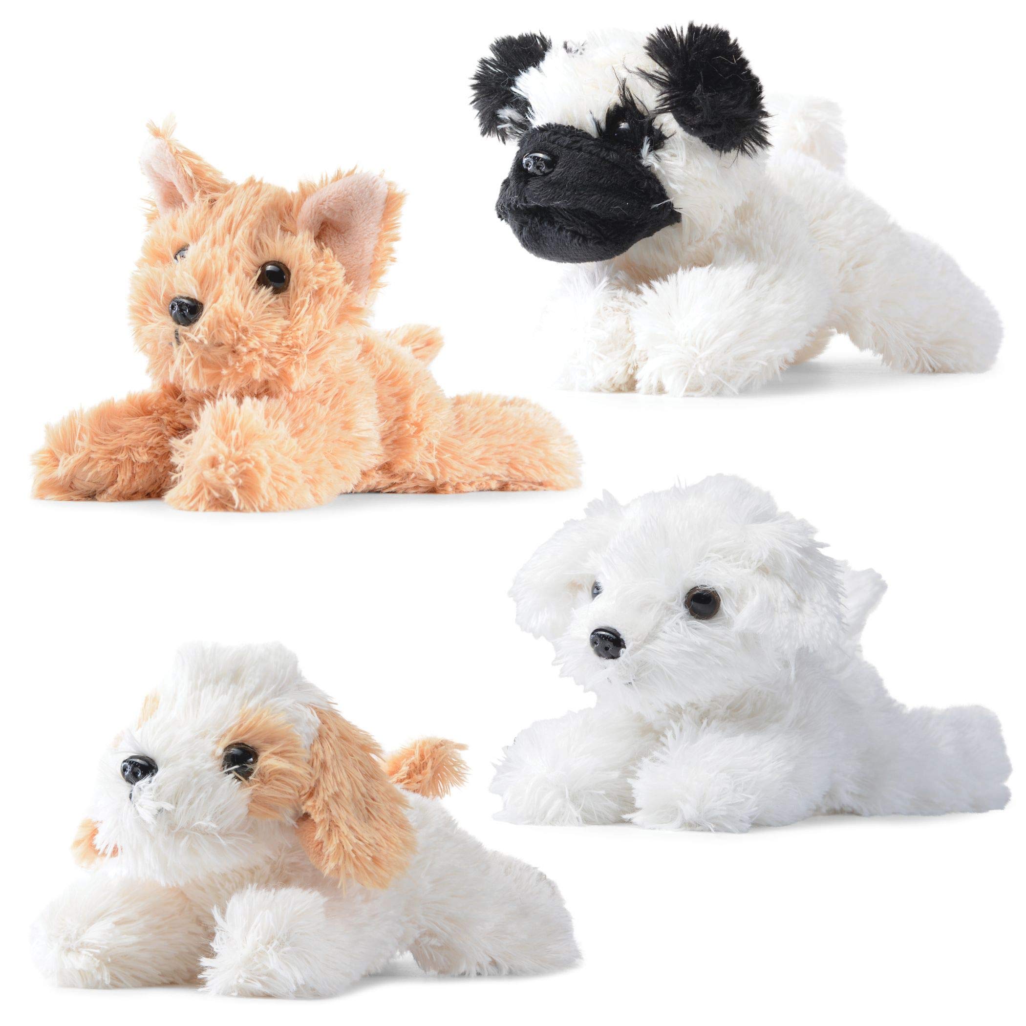 PREXTEX Cachorros de peluche, juego de 4 lindos animales de peluche para niñas y niños, peluches pequeños de 6 pulgadas, animales de peluche para recuerdos de fiesta de cachorros, animales de peluche