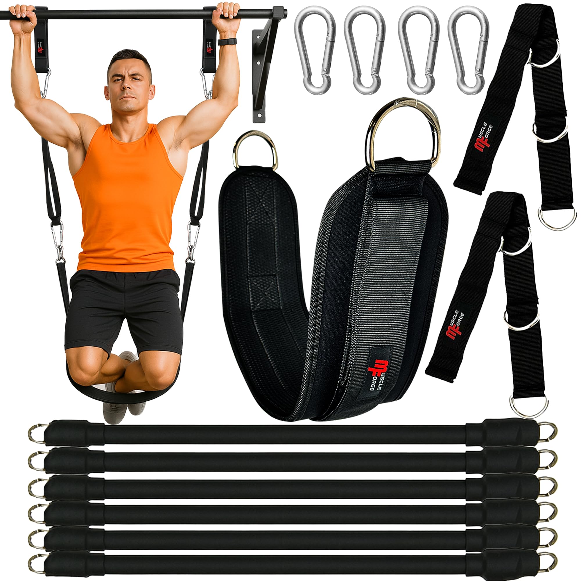 MuscleForge Pull Up Assistance Bands Set for Strength Training – Adjustable Resistance Bands for Pull-Up Bar with Leg Strap – Heavy Duty Assisted Pull-Up Bands for Chin Ups, Dips, Muscle Ups Workouts