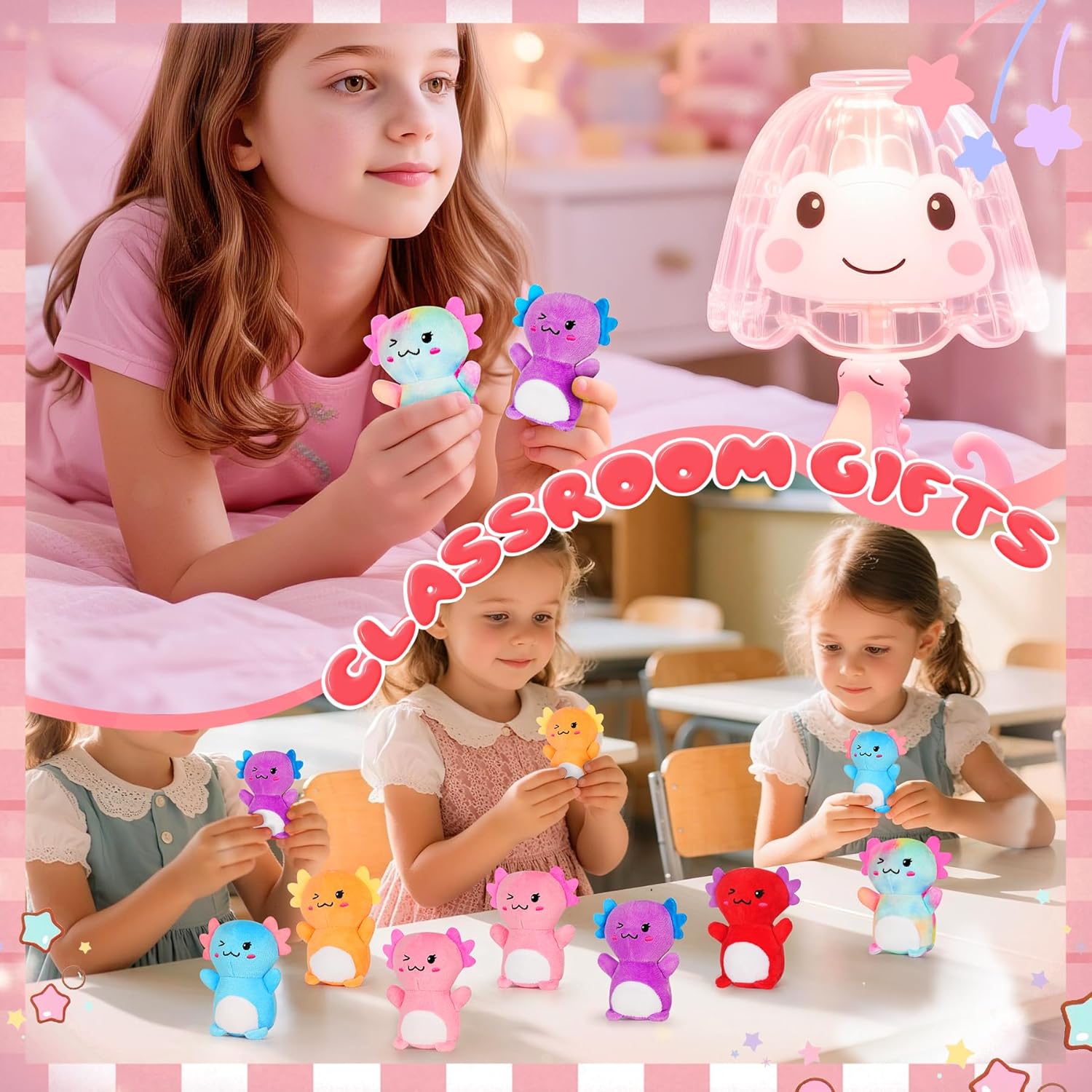 12Pcs Easter Axolotl Plush Toys,Easter Basket Stuffers,Axolotls Party Favors 4" Axolotl Stuffed Animal Gifts,Easter Egg Fillers Hunt Easter Eggs Filled for Kids Boys Girls - Image 5