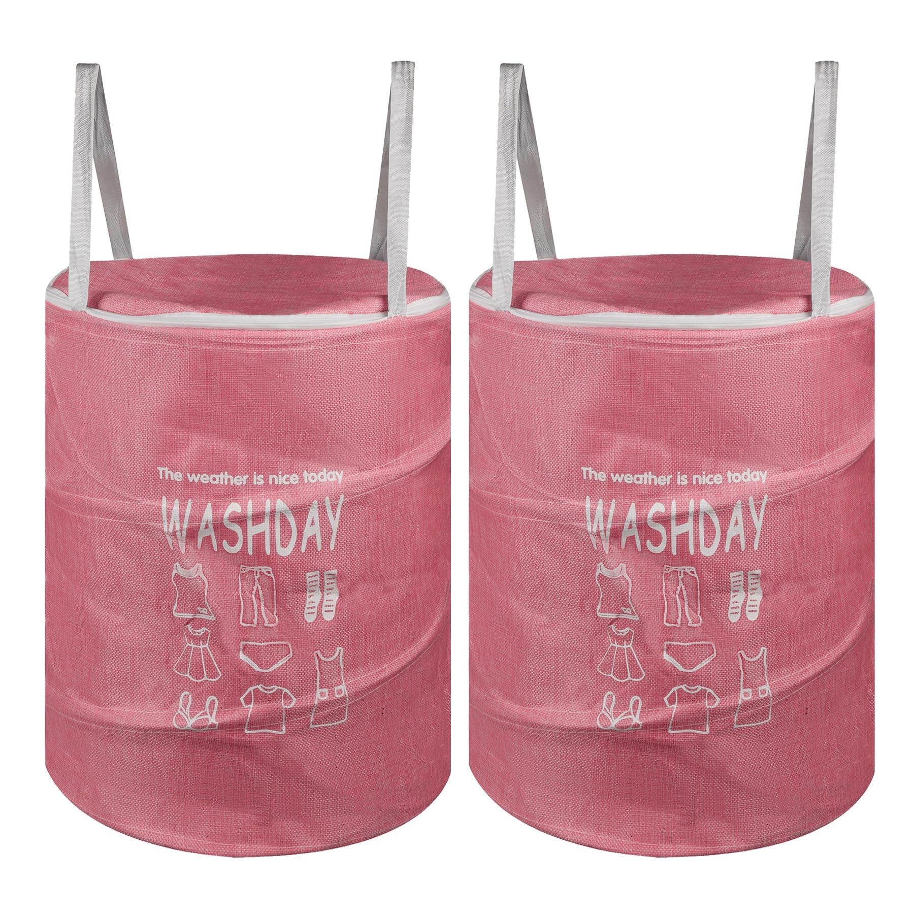Kuber Industries Laundry Basket | Round Foldable Laundry Basket | Jute Storage Bag with Button Handles | Clothes Basket for Home | Toy Storage Basket | 45 LTR | Pack of 2 | Pink (B0CG1Y3QHY) Amazon Price History, Amazon Price Tracker