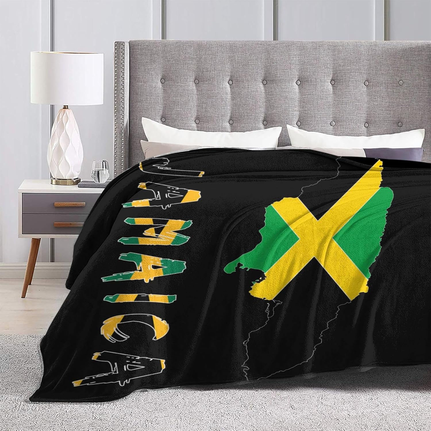 Jamaica Jamaican Flag Map Throw Blanket Travel Blankets Queen Size Soft 40"X30" Cozy Throw Blanket for Living Room Couch Sofa Bed Gifts - Image 4
