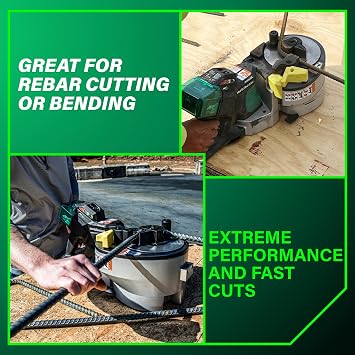 Metabo HPT 36V MultiVolt Portable Rebar Bender/Cutter, Dual Power Source Technology, Fast Cuts, Powerful Bends, Brushless Motor, Includes 2x 4.0Ah Metabo Batteries and Rapid Charger, VB3616DA