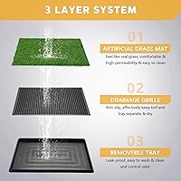Vista 20 de Almohadilla de césped para perros con bandeja, 25 x 20 pulgadas, almohadilla de césped artificial para entrenamiento de cachorros, inodoro portátil
