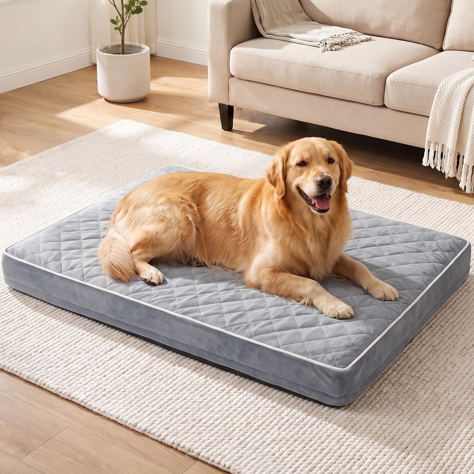 Quilmfoam Orthopedic XL Dog Beds Large Sized Dog, Waterproof Extra Large Dogs Bed with Removable Washable Cover, Multi-Needle Quilting Dogs Crate Bed — image 1