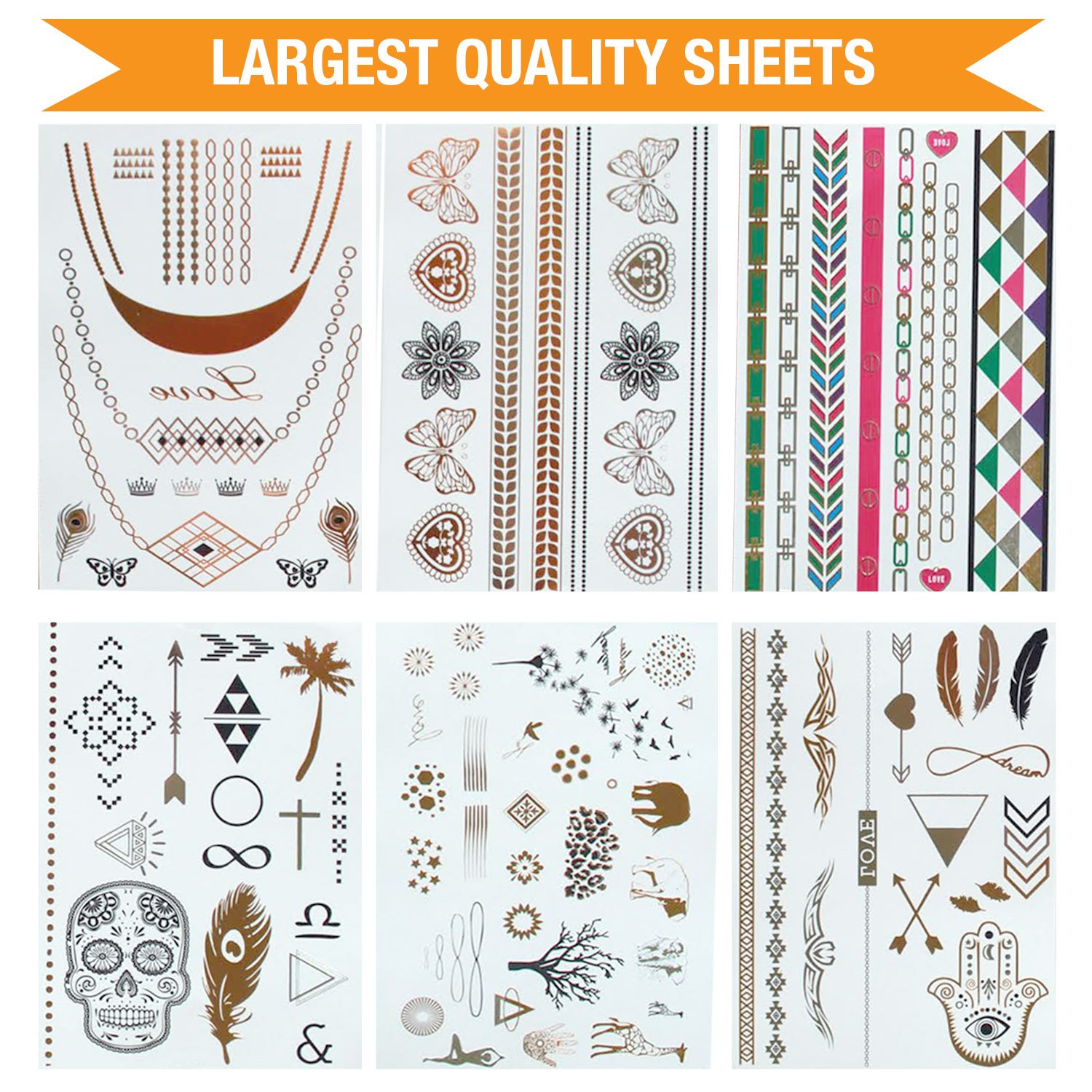 Glitz by Mottos Temporary Metallic Jewelry Tattoos, Forever Young Collection