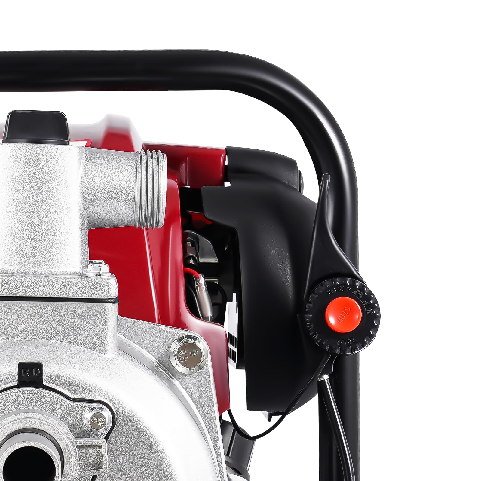 Bomba de Agua de Gasolina Estabeter, 4 Tiempos, 38 cc, 1200 W, Negro y Rojo, Moderno, Aleación de Aluminio, Hierro, ABS, Bomba de Motor de Gasolina, Portátil para Jardín