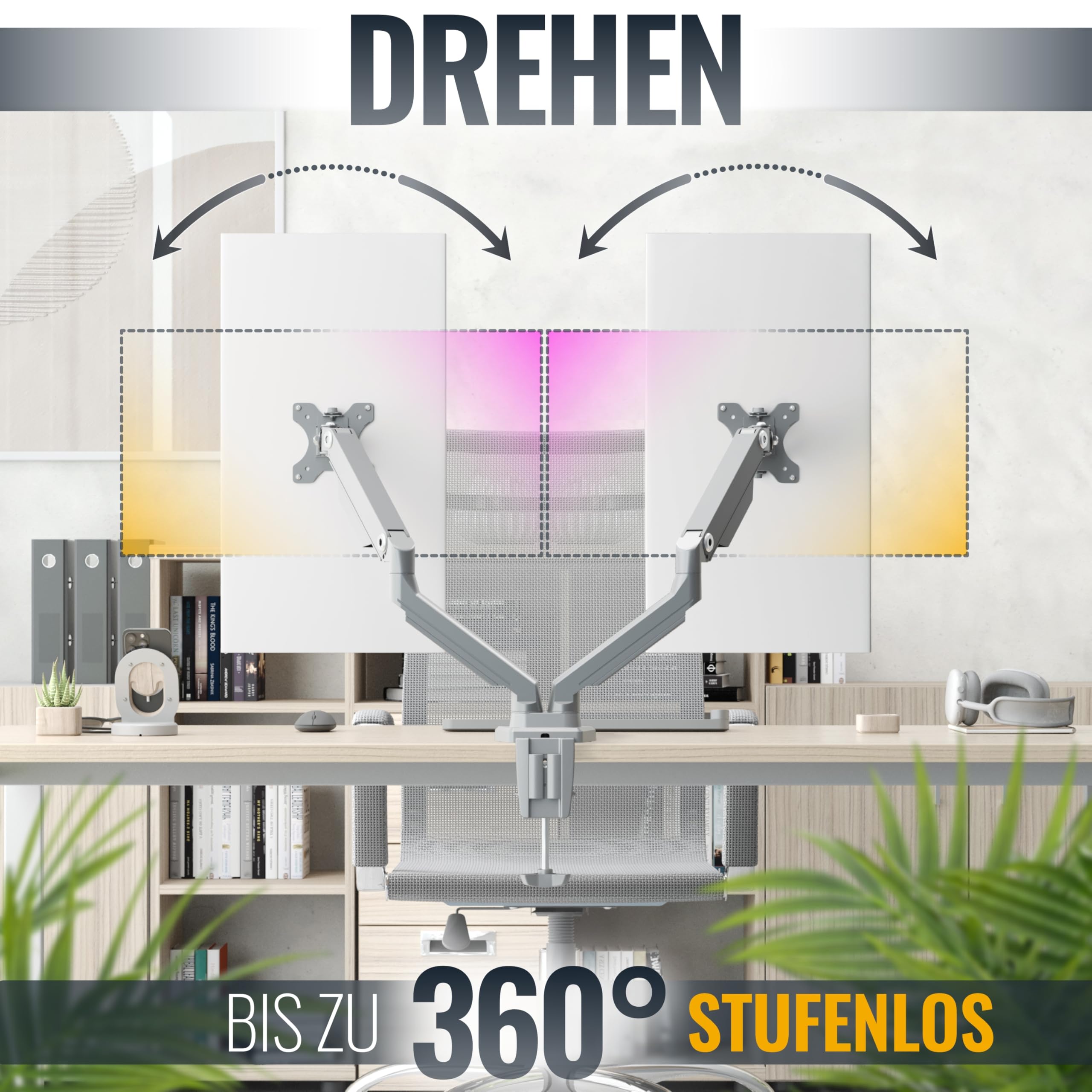 RICOO Monitor Halterung 2 Monitore Bildschirmhalterung Dual Monitor-Arm Monitorhalterung Ständer Arme für 13-27 Zoll Computer-Monitore PC Gaming Bildschirm TS8811 Stand Tischhalterung Monitor-Halter