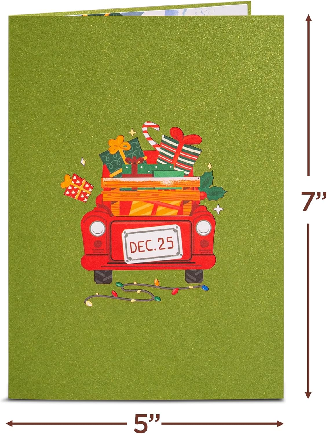 Paper Love 3D Pop Up Christmas Card, Car, Gift for Christmas or Holidays, 5" x 7" Cover - Includes Envelope and Removable Note Tag - Image 2