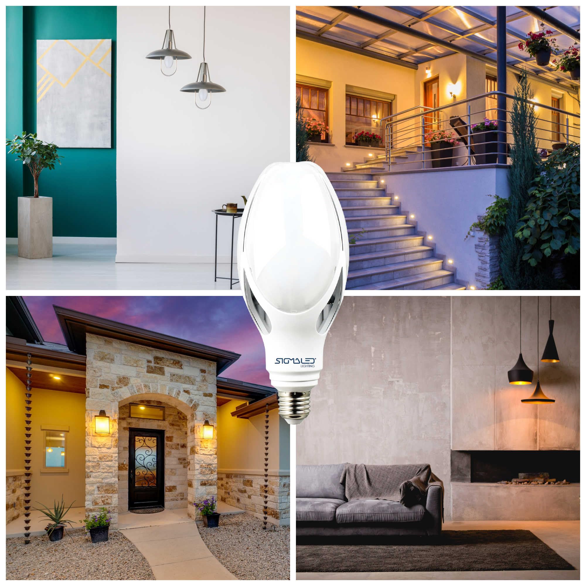 Sigmaled lighting, LAMPADA LED E27 50W (equivalente a 350W), Luce bianca NATURALE 4000K, 5500 lumen, Attacco grande E27, Lampadina LED ED90, 90x216mm
