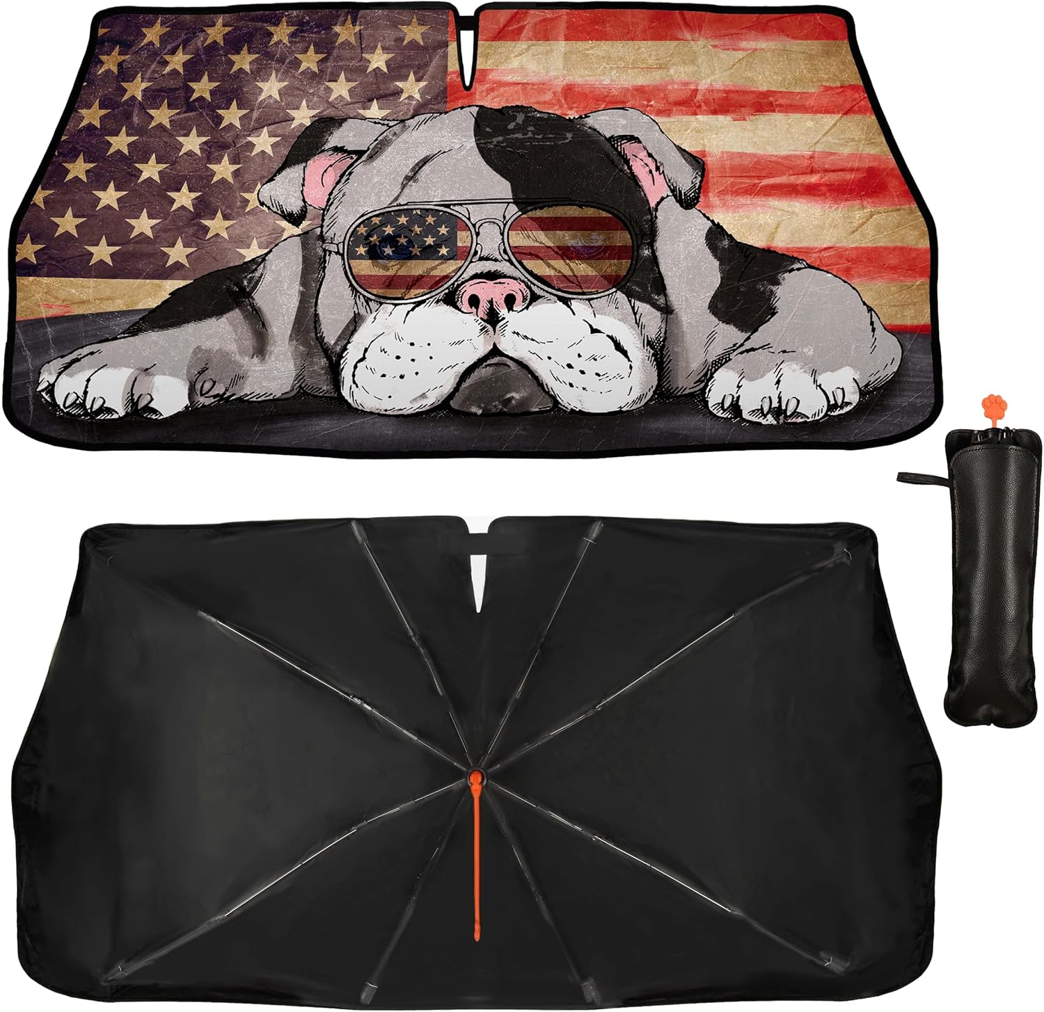 57"x30" American Bulldog Car Umbrella Sun Shade for Cars SUV Trucks image 3