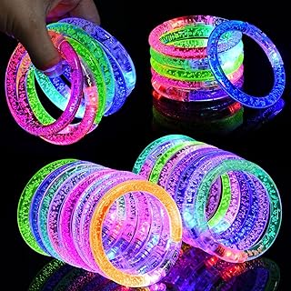 AUAUY 16PCS LED Bracelets Set, Glow In The Dark LED Bracelets, Party Supplies Favors, Flashing Light Up Bracelet Toys Supplies for Thanksgiving, Christmas, Birthday, Glow Accessory for Kids and Adults