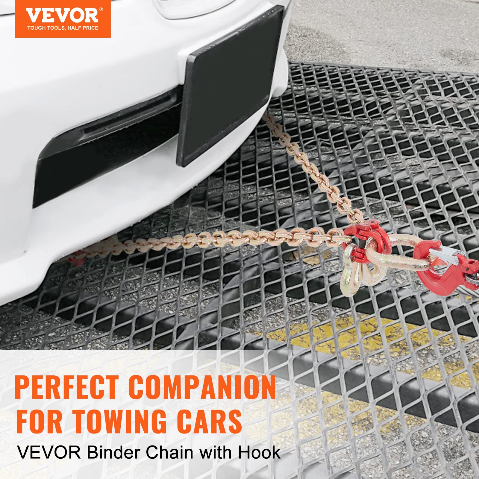 VEVOR Ganci a Catena Forma di V per Trasporto Gancio RTJ Portata max. 4200 kg​​ Rimorchio G80 8 x 914 mm Rivestimento in Zincato Acciaio al Manganese per Cantiere Edile Fabbrica Trasporto Auto Barca