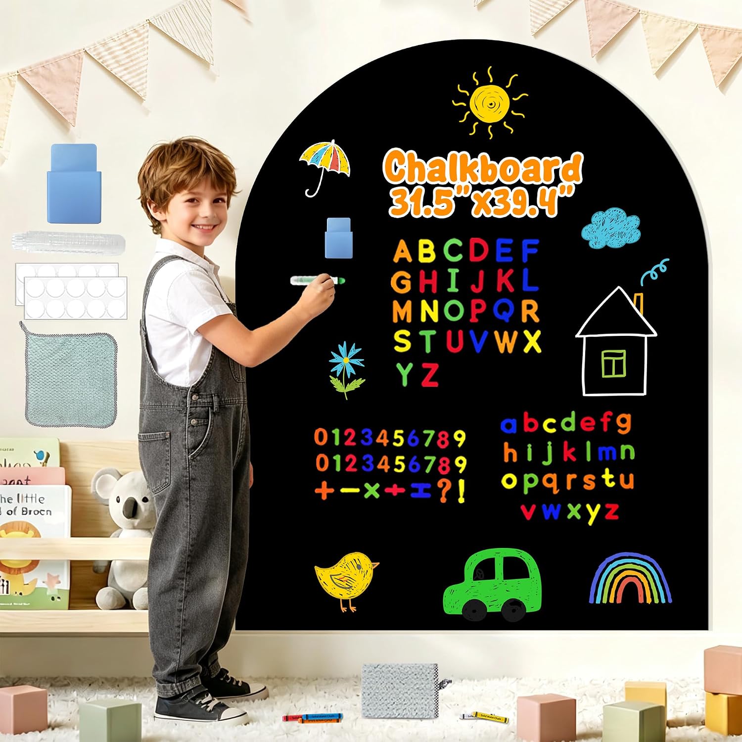 Large Arch Magnetic Wall Decal Black Magnet Chalkboard Decals for Playroom