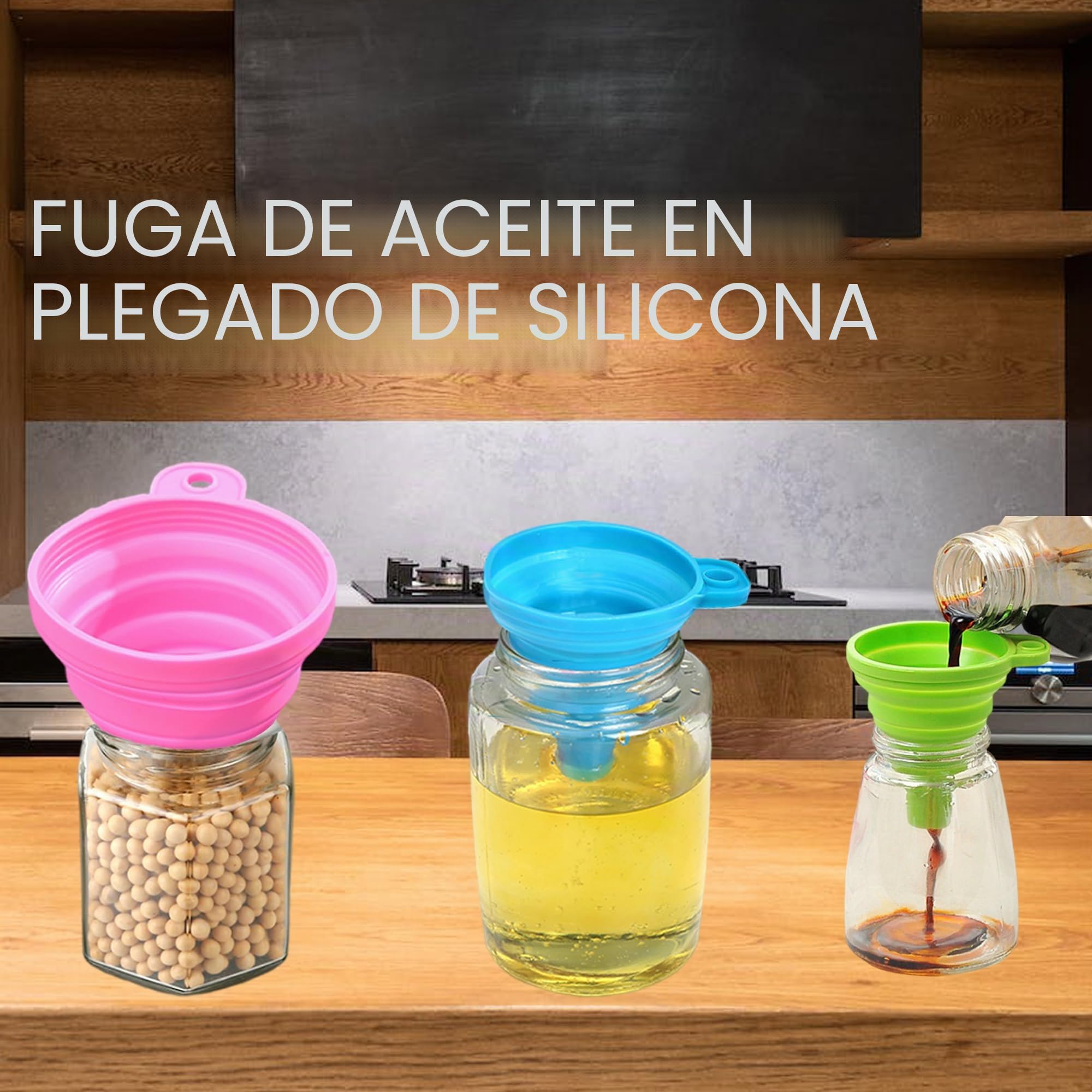 Juego de 3 Embudos Plegables - Embudo Plegable de Silicona Embudo Cocina Gadget Embudos para Cocina para Transferencia de Líquido(Pequeño/Mediano/Grande)