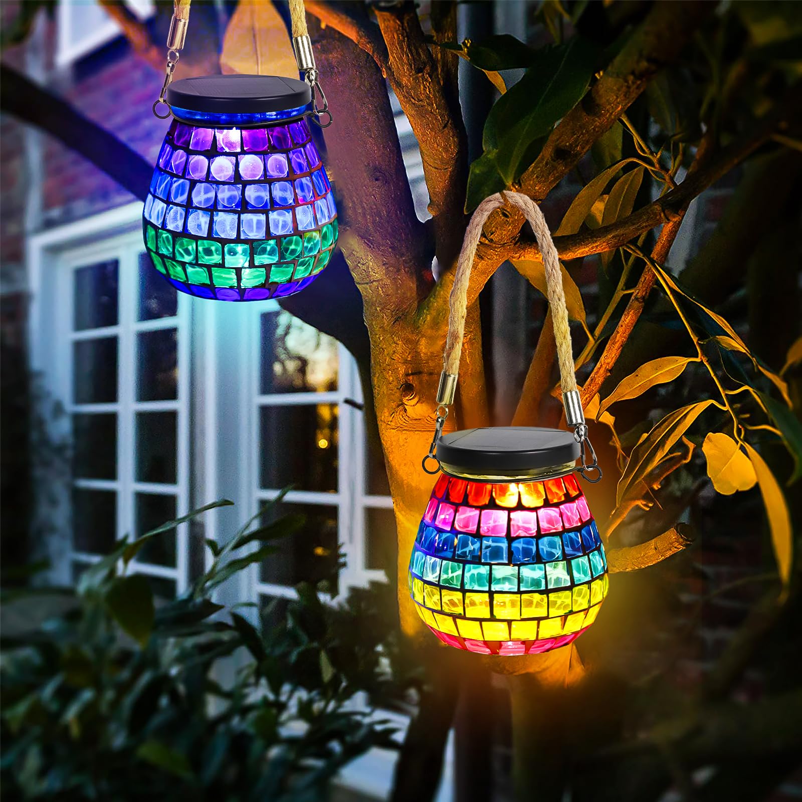 Lampade Solari Da Esterno NEWNEN | 2 Pezzi In Metallo Con Lampadina Tungsteno | IP65 Impermeabili | Da Appendere