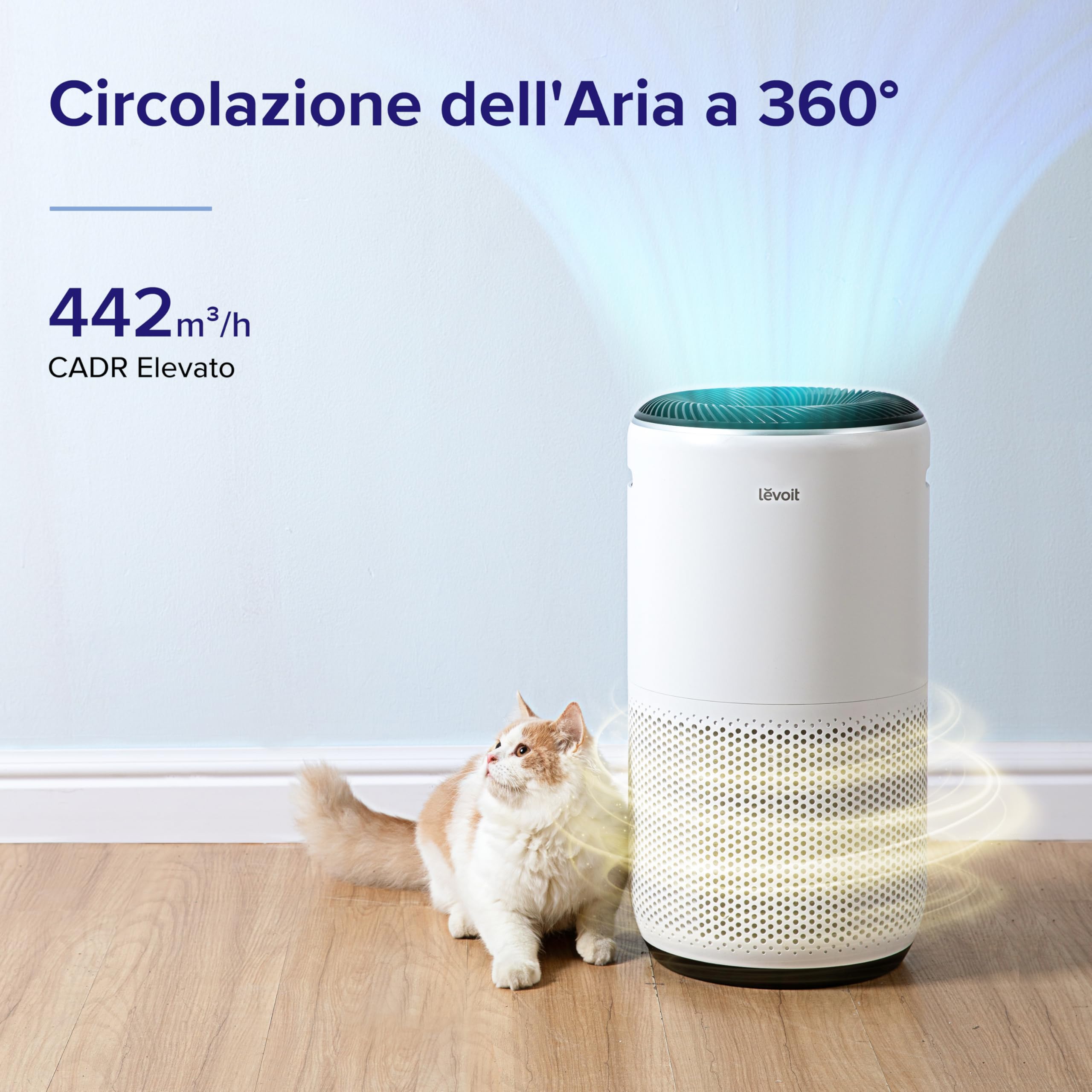 Levoit Purificatore d'Aria Intelligente con App e Alexa, Filtro HEPA + Carbone Attivo, CADR 433 m³/h fino a 90 m², Silenzioso, Display PM2.5, Modalità Auto, per Allergie Odori Allergi Polvere Polline