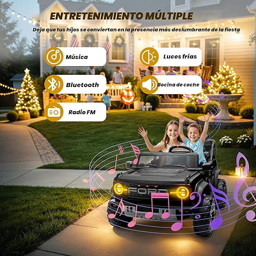 Miniatura 5 de ENYOPRO - Auto eléctrico Ford Bronco Raptor con licencia de 24 V para niños, 2 plazas, funciona con pilas, juguete con control remoto, suspensión de