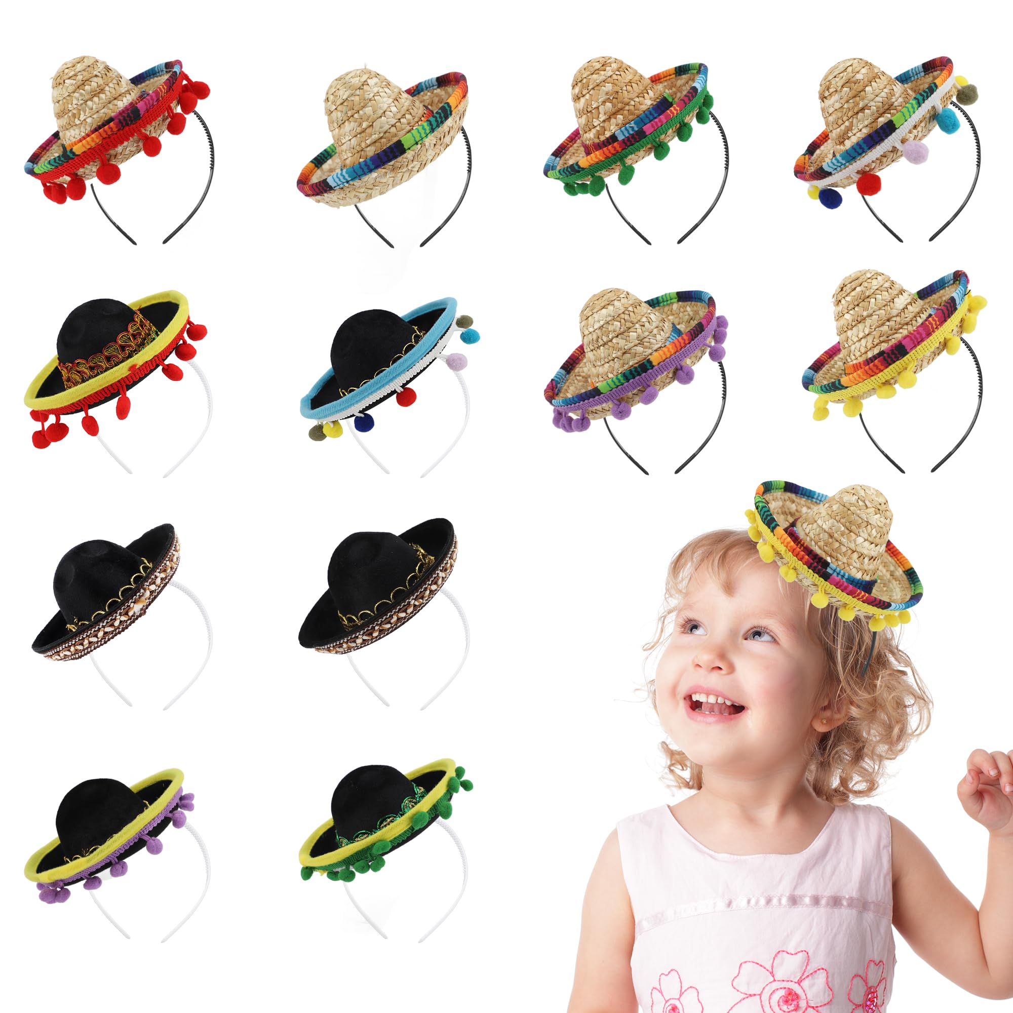 Sombrero de Fiesta, Diadema, Banda para el Pelo de Vacaciones, Sombrero Decorativo, Aro para el Pelo para Adultos, Niños, Mascotas (12 Piezas)