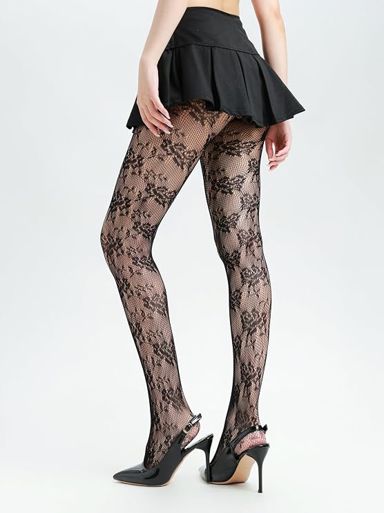 TBFT Guling one pair sexy black or hot pink stockings pantyhose fishnet tights lace leggings for women Christmas rose pattern