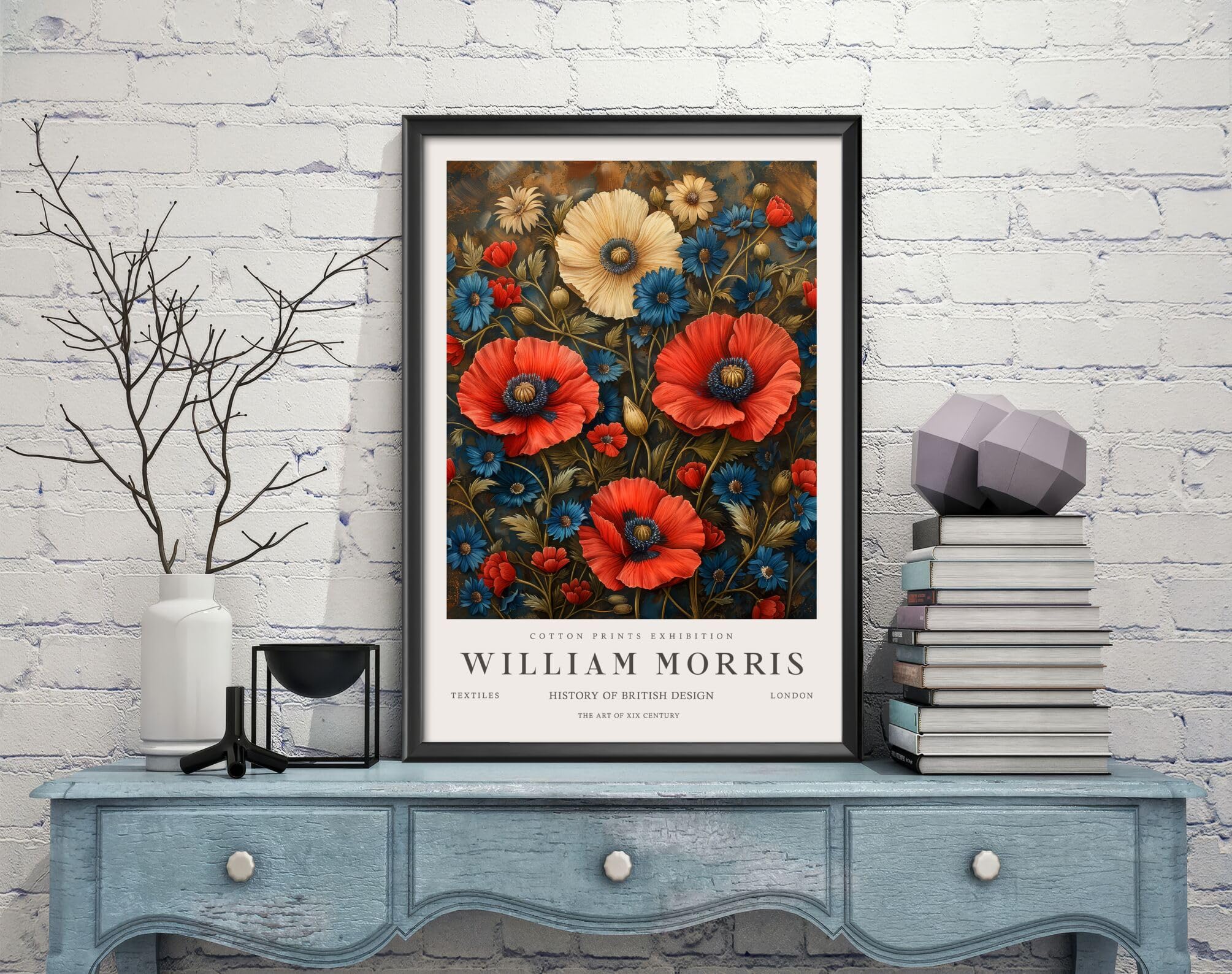 William Morris Poppies, Flowers Print, William Morris Exhibition Print, William Morris Poster, Vintage Wall Art, Textiles Art, Vintage Poster (309c) A4