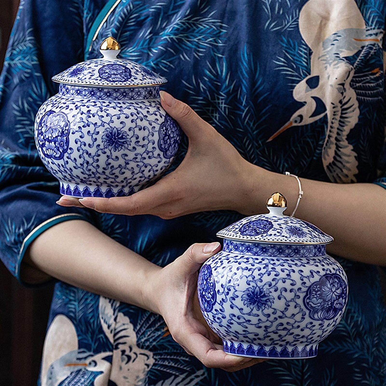 pojemniki na herbatę, kawę i cukier Vintage Seledynowy pojemnik na herbatę liściastą, zamknięty | Ceramiczny słoik do przechowywania w gospodarstwie domowym Wielofunkcyjna dekoracja Porcelana
