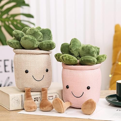 Miniatura 3 de Lindo juguete de peluche de suculentas, almohada de felpa de plantas en maceta de 9.8 pulgadas, almohada suave y esponjosa para suculentas, juguete