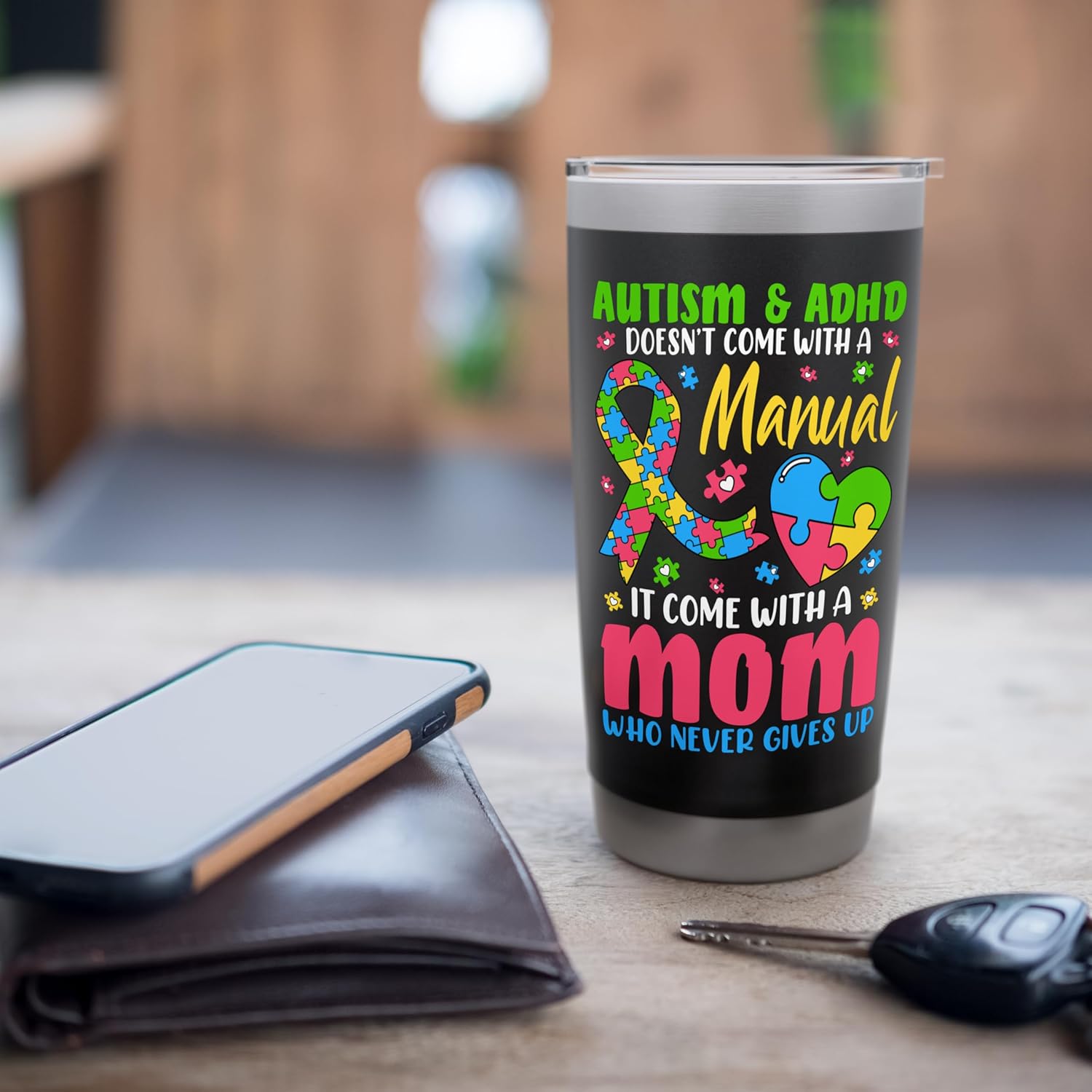 Autism And Adhd Doesnt Come With A Manual It Come With A Mom Stainless Steel Insulated Tumbler - Image 7