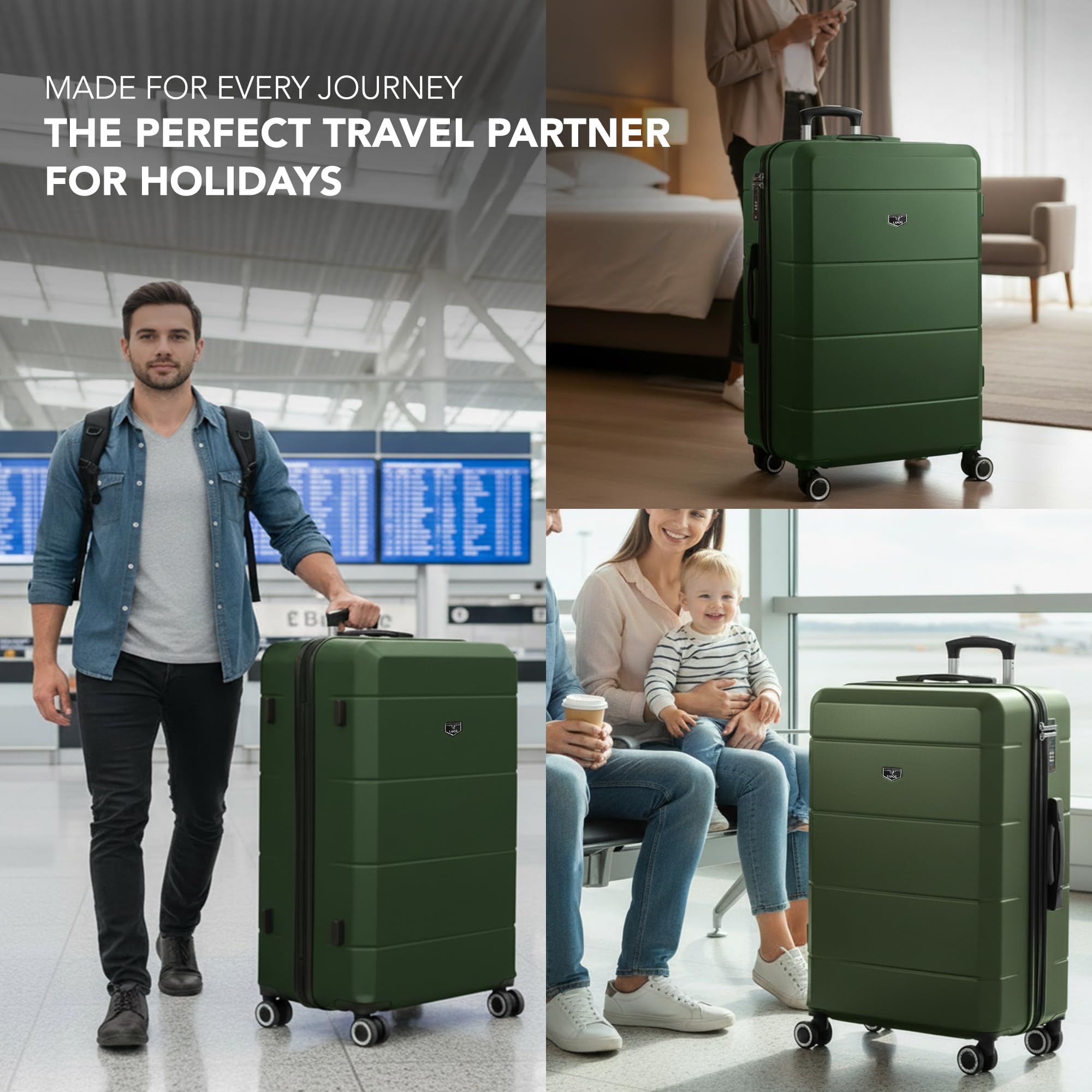 LUGG - Jetset 40cm Suitcase - 40x30x20cm- Ryanair Compatible - Underseat Size - Hard Shell ABS - Spinner & Removable Wheels - Lightweight Travel Luggage- Cream/Brown — view 217