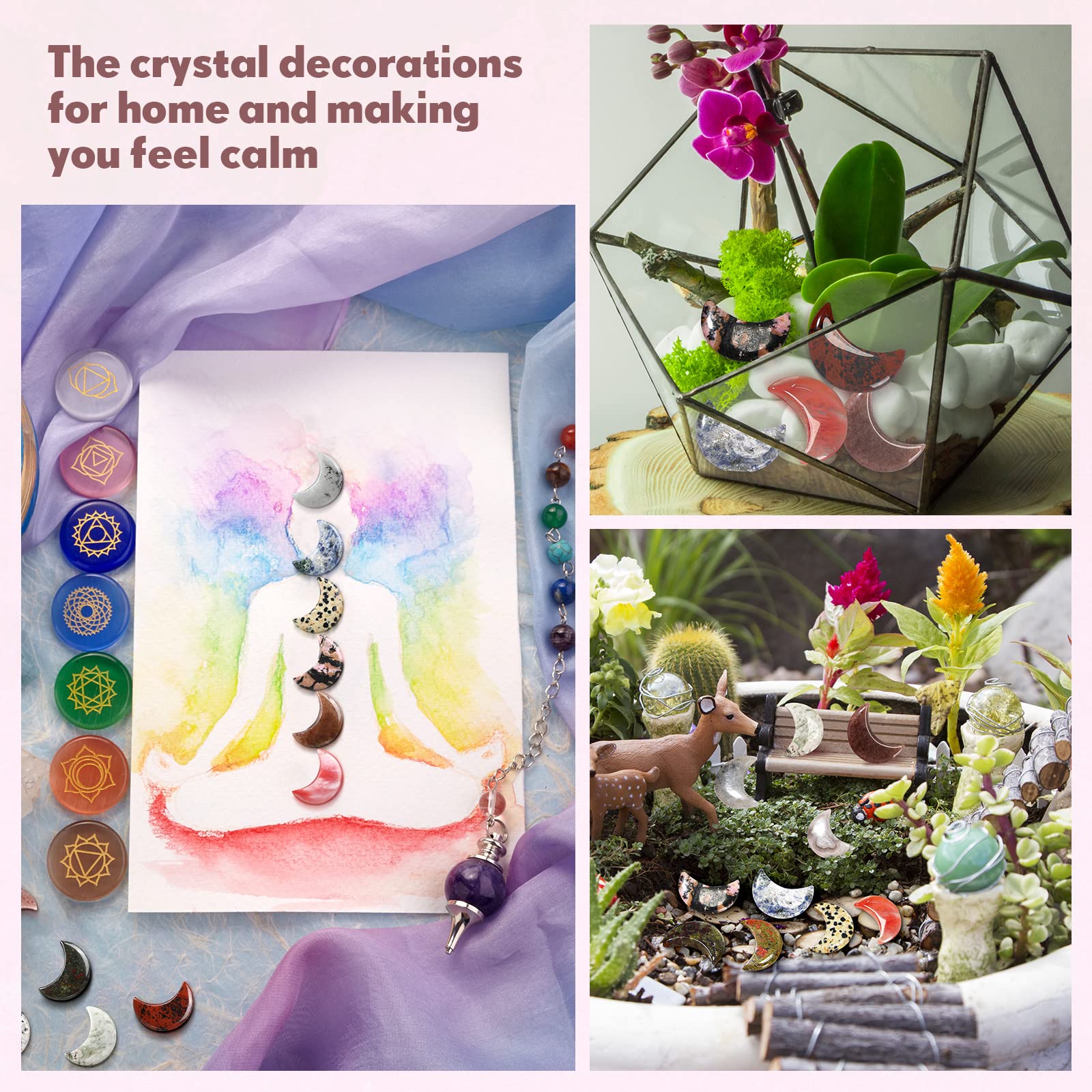 GOTFUN 20 Pierres de Cristal Healing Mind Crystal Gems Set Love Stone Polished Bag Paume Pouce Chakra Reiki méditation Yoga Équilibre Spirituel Maison décoration de Jardin