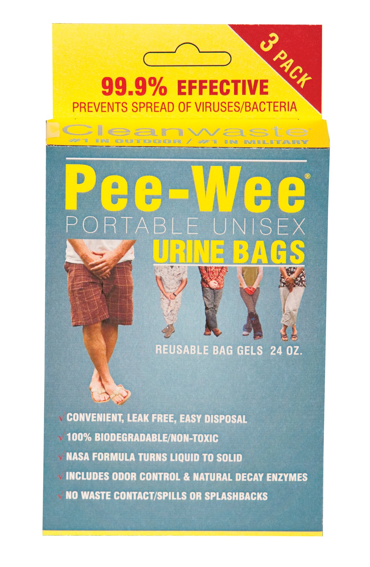Cleanwaste Pee-Wee Unisex Urine Bags - 100 3 Packs