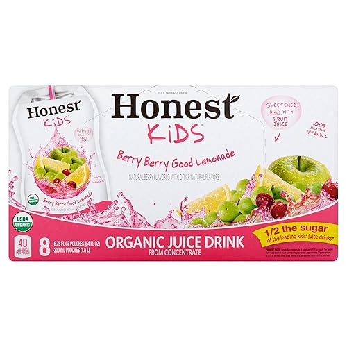 HONEST Kids - Bebida orgánica de jugo de bayas, limonada de bayas y bayas, bolsas de 8 a 6.75 onzas líquidas