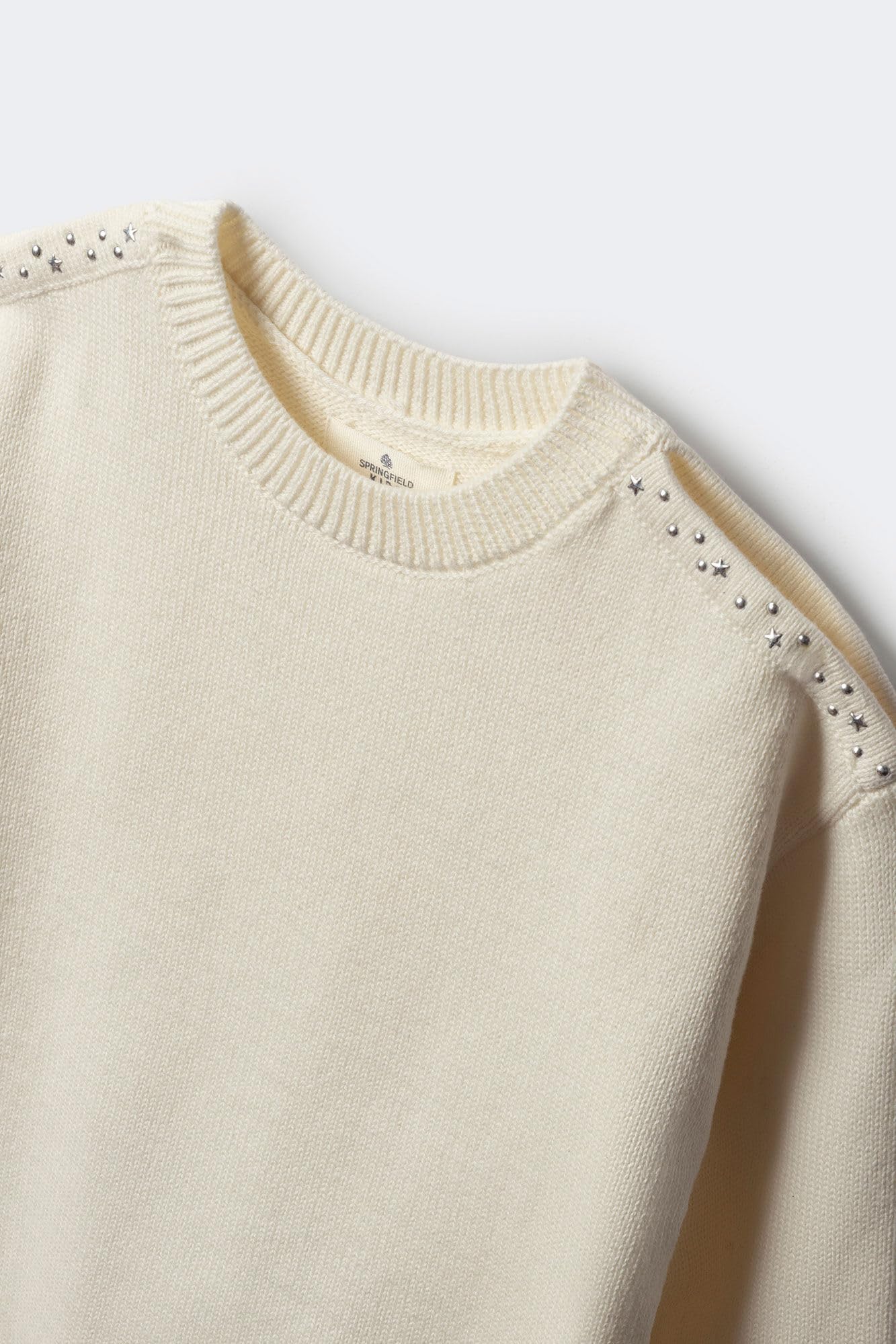 SPRINGFIELD Ribbed Shoulders with Studs Long Sleeve T-Shirt Camiseta Acanalada Niñas