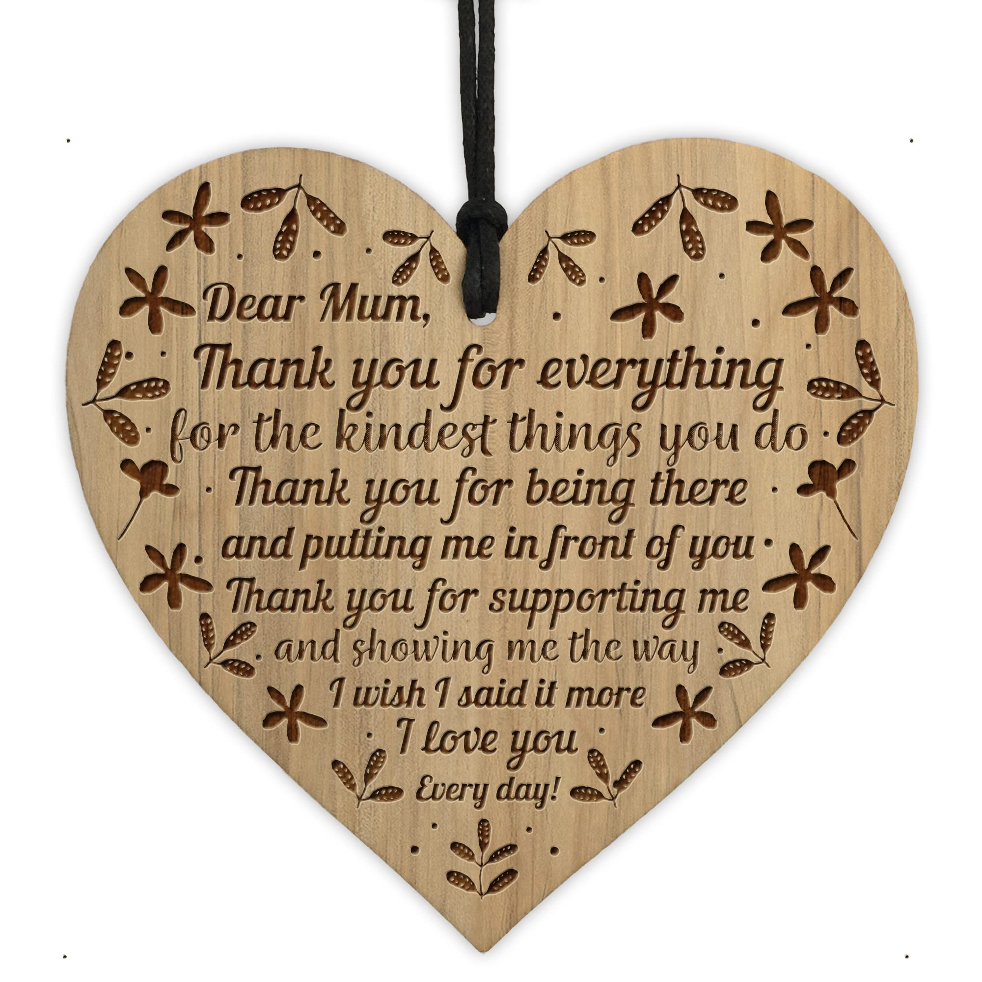 Red Ocean Mum Gifts For Birthday Christmas Engraved Heart Thank You Gifts For Mum Keepsake