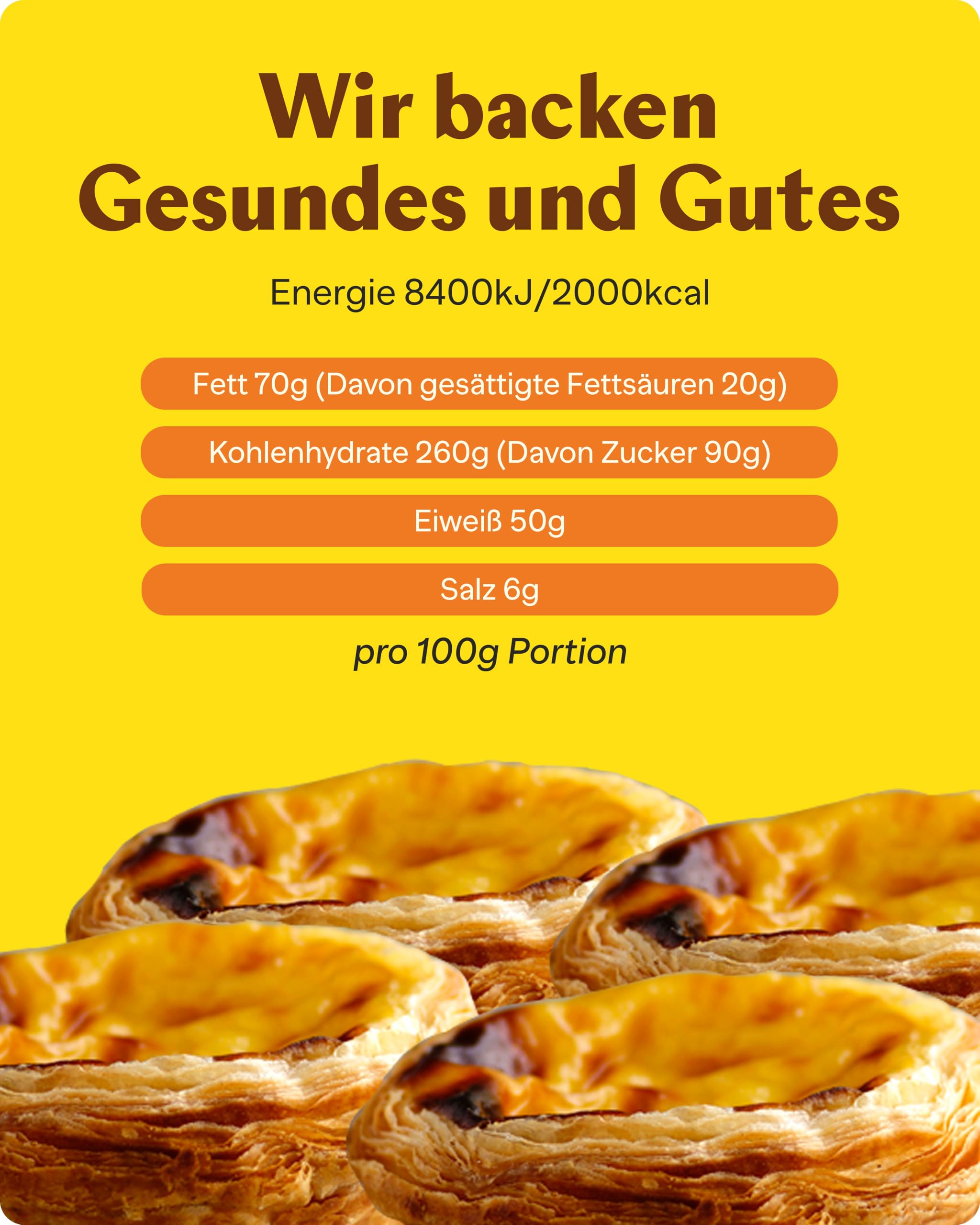 Pastel de Nata - Box mit 16 portugiesischen cremigen BlätterteigGebäckstücken - Frisch & einfach zuzubereiten Pasteis de Nata mit hausgemachter Qualität - Backwaren von Bekarei