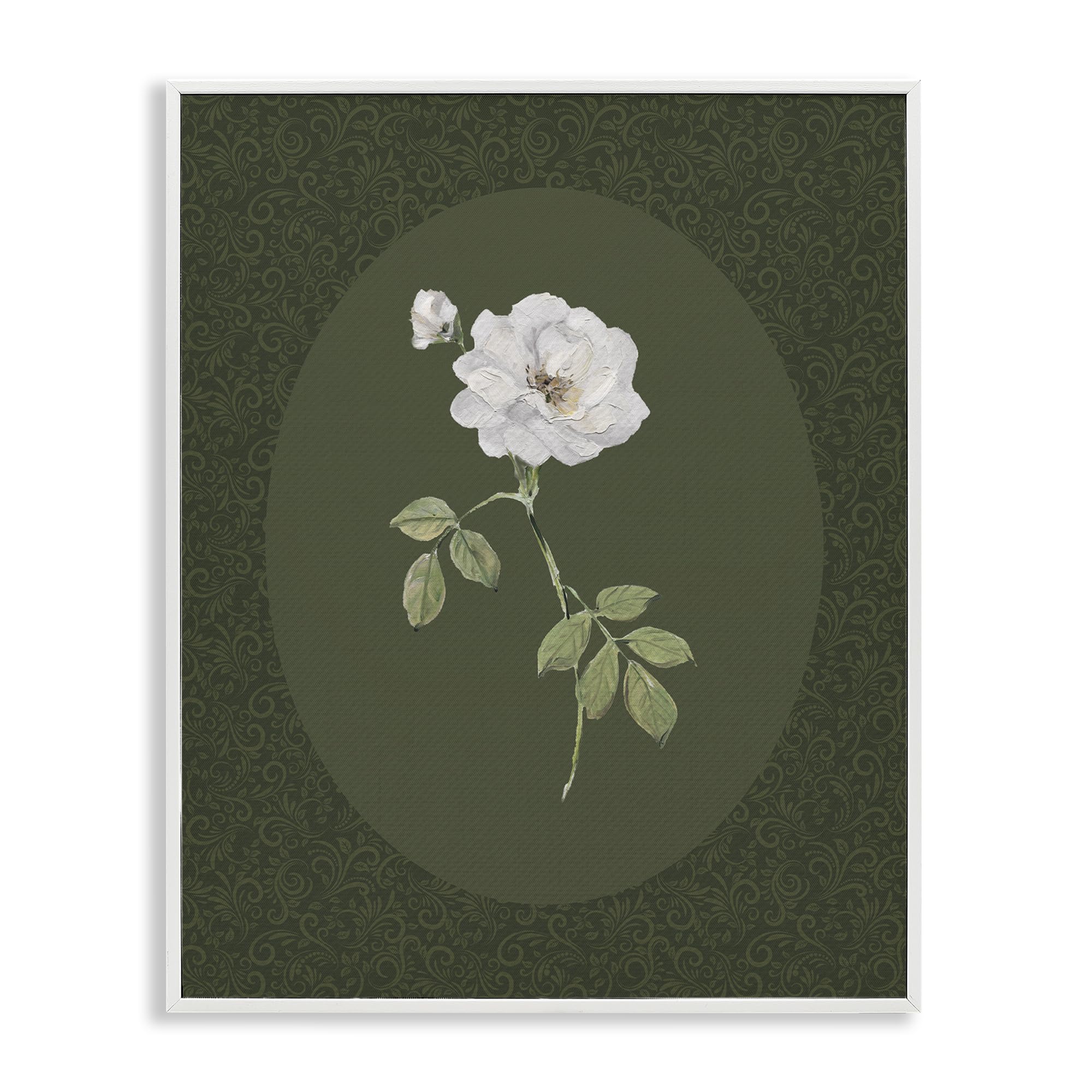 'White Rose on Emerald'| Framed Giclee Art