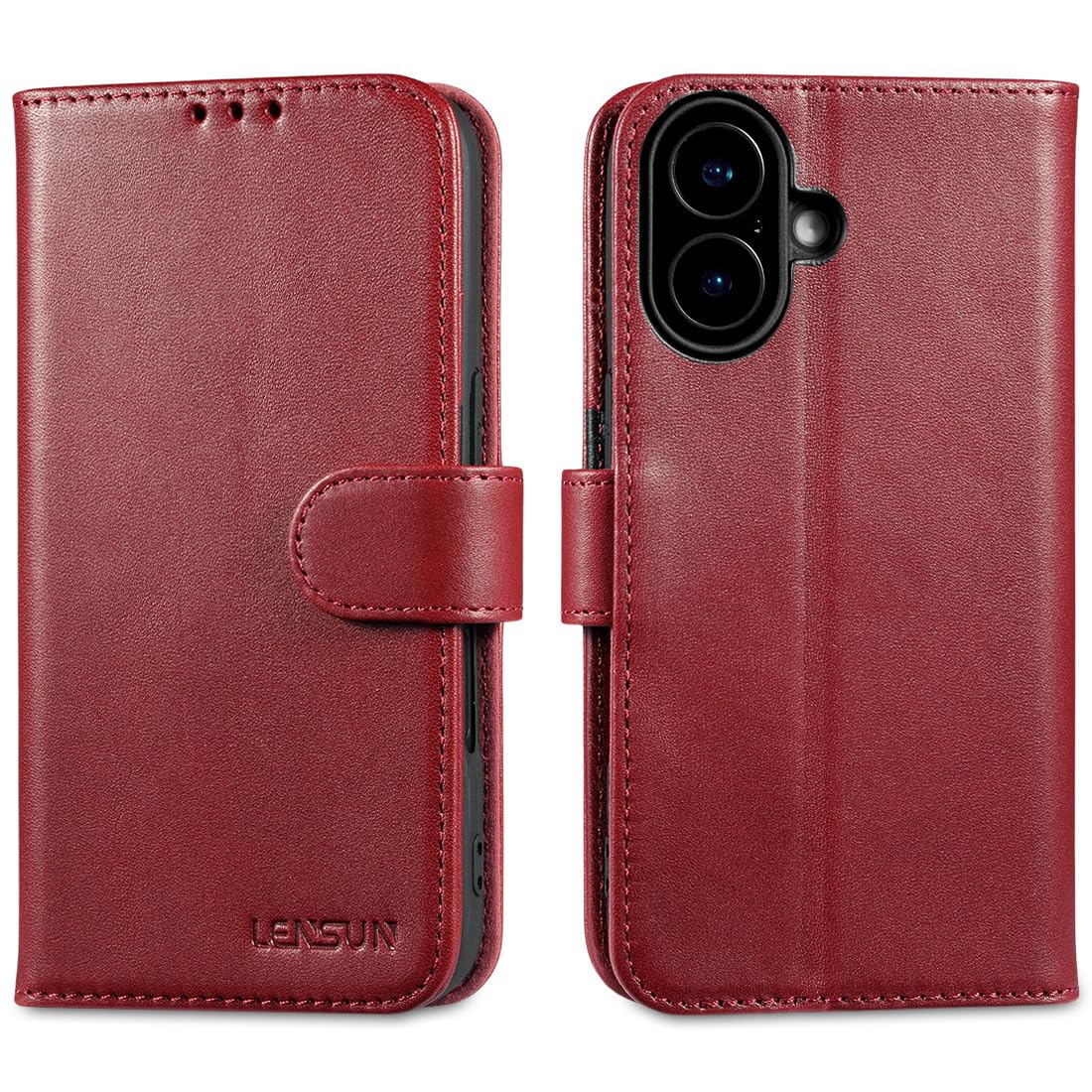 Étui cuir véritable pour iPhone 17e avec protection RFID bordeaux