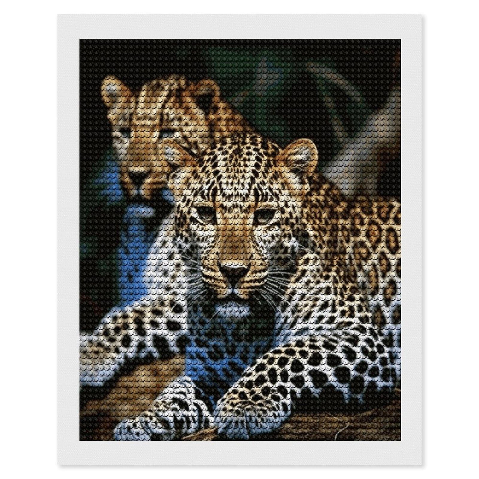 JTREHY Leopard Diamond Art Kits Personalized DIY Round Diamond Painting Kits for Beginner Full Drill Diamonds Dots Paintings for Adults Gem Art Crafts Home Decor