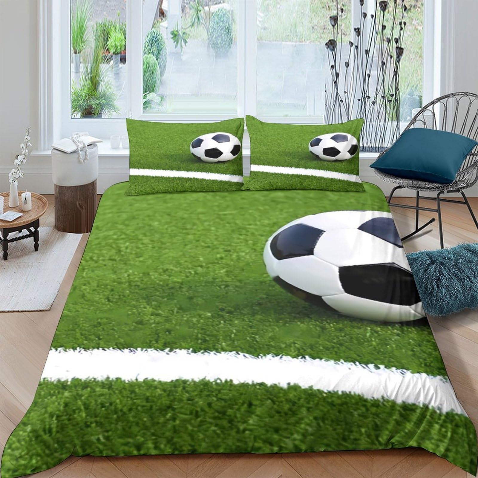 Ctjqhvkz Style-7 3D Printed Football Field Fitted Sheet Microfiber Green Soccer Ball Mattress Cover For Bedroom Guest Room Decor Single（135X200cm）