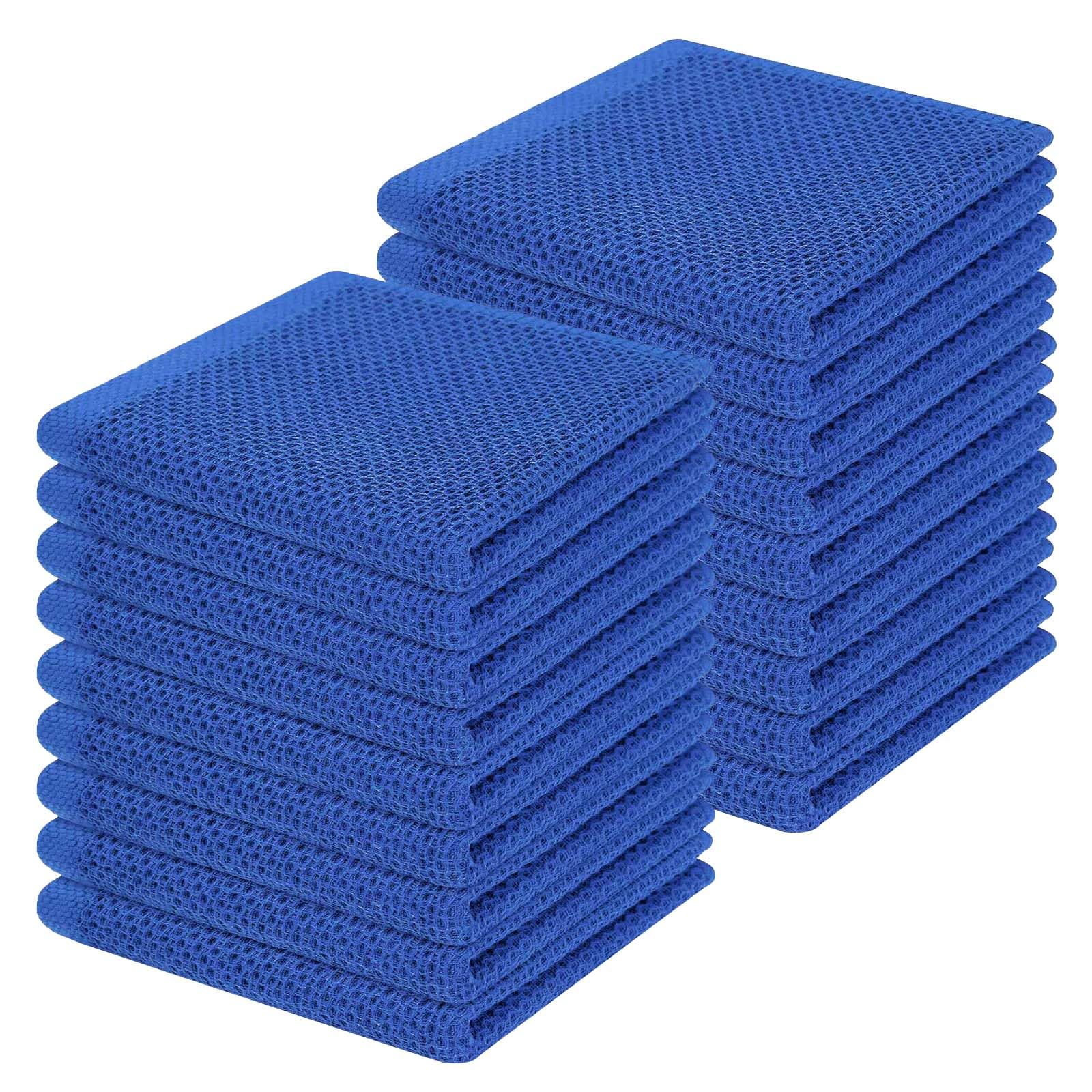 Homaxy 100% Cotton Waffle Weave Kitchen Dish Cloths 18-Pack, Blueberry