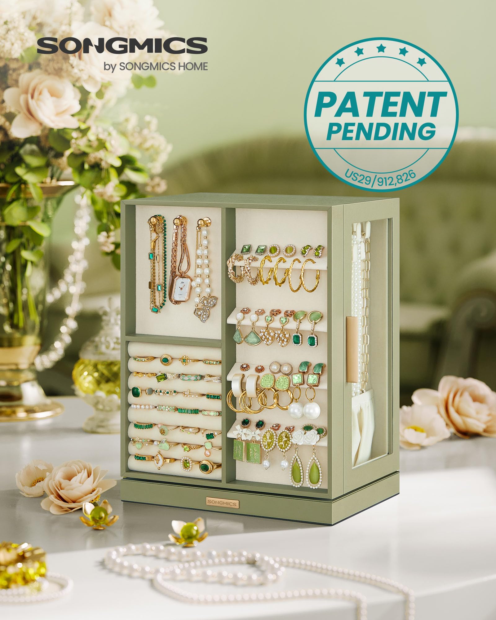 Amazon.com: SONGMICS Jewelry Box 360° Rotating, Jewelry Storage