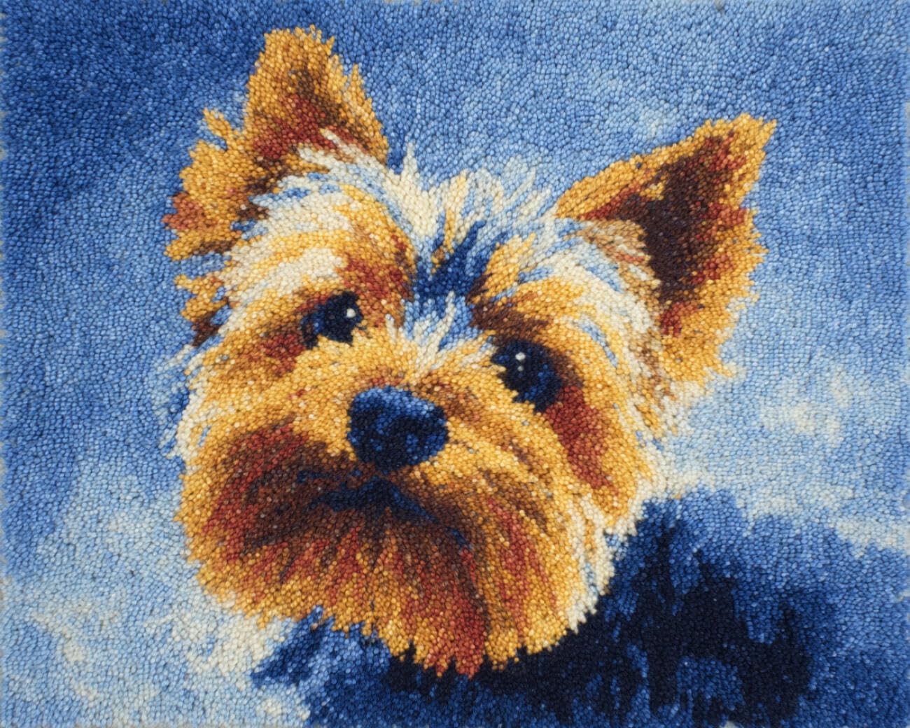 Henypt DIY Latch Hook Rug Kits Cartoon Yorkshire Terrier 80x115cm
