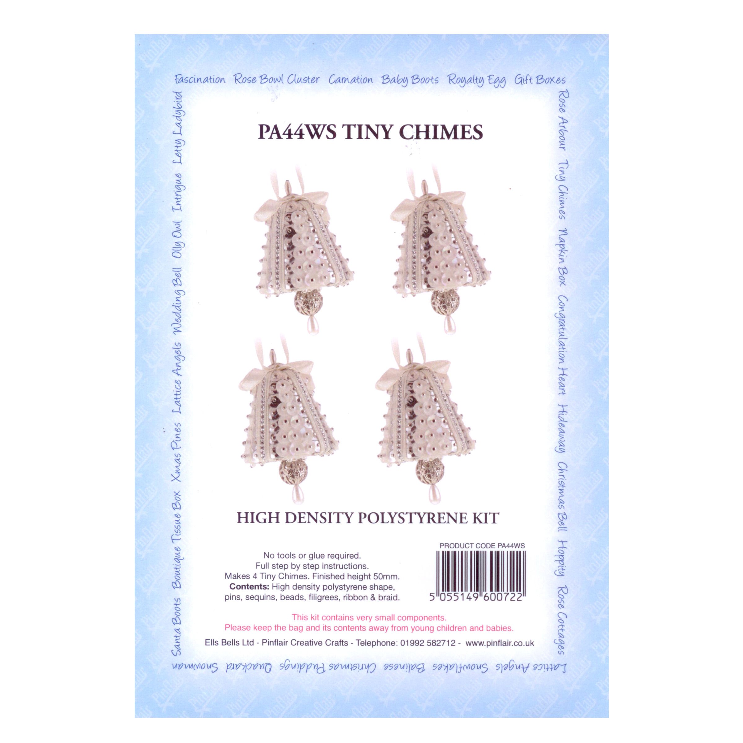 Pinflair Sequin Kit Xmas Tree Decoration - Four Tiny Chimes (White/Silver)