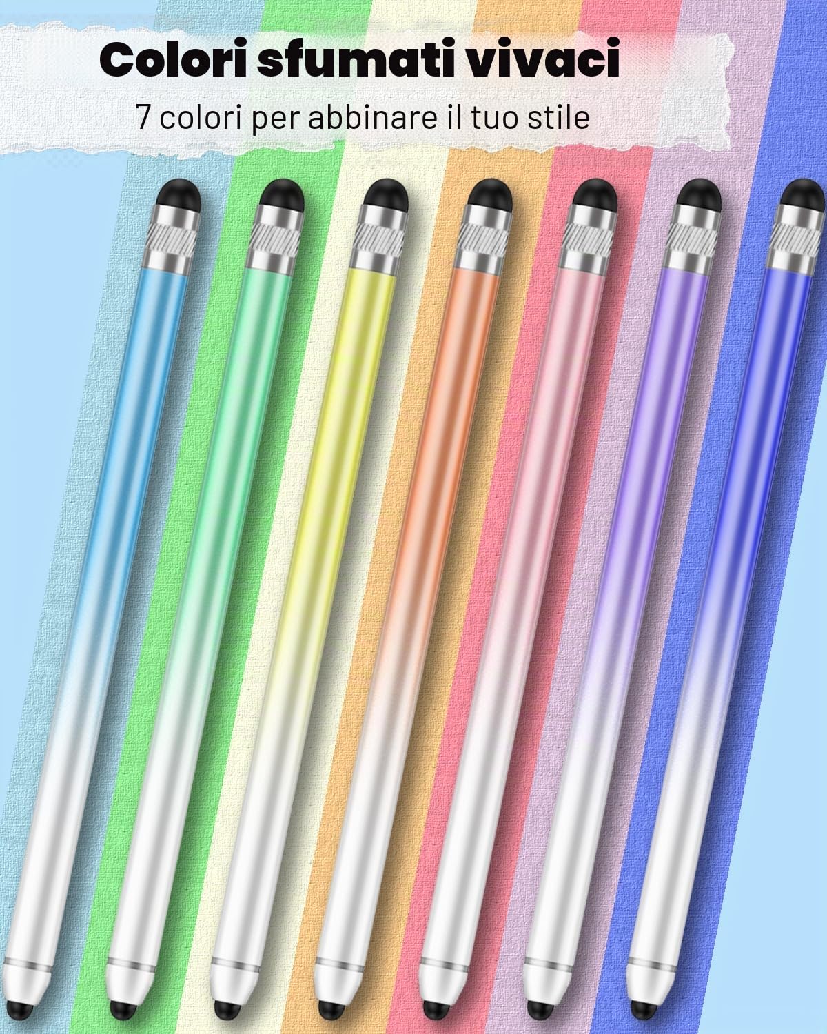AmberVec Penna Stylus Capacitiva a Doppia Punta per Touchscreen iPhone iPad Android Tablet, Confezione da 2